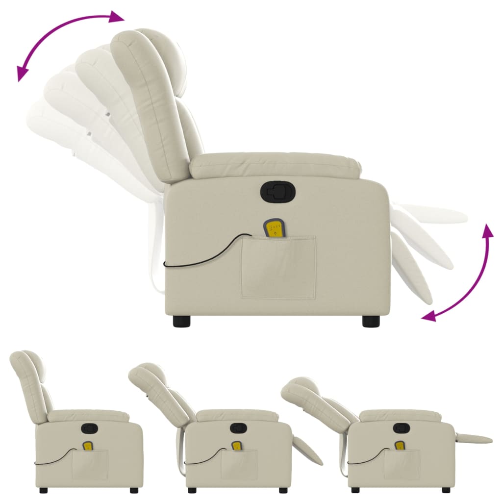 Massagesessel mit Relaxfunktion, Kunstleder, Creme