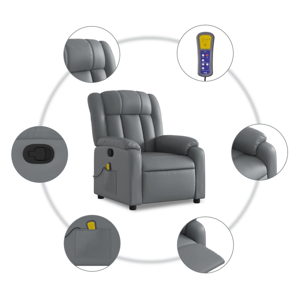 Massagesessel Relaxsessel Grau Kunstleder