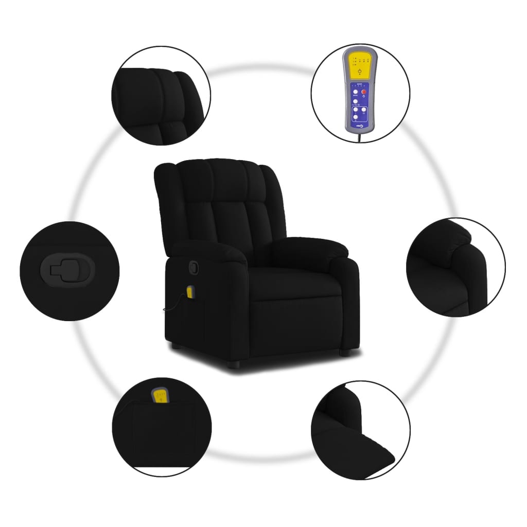 Massage-Relaxsessel, schwarzer Stoff