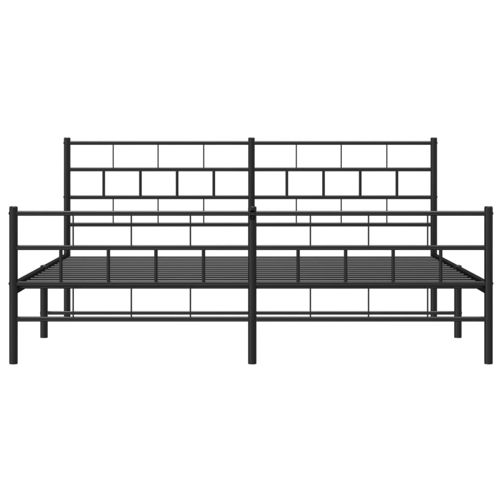 Metallbett ohne Matratze mit Fußteil Schwarz 180x200 cm
