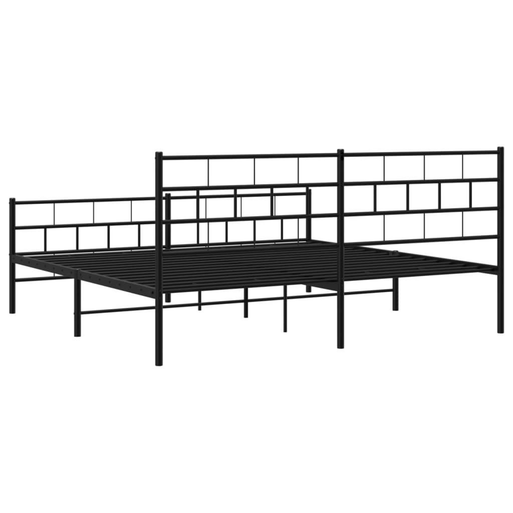 Metallbett ohne Matratze mit Fußteil Schwarz 180x200 cm
