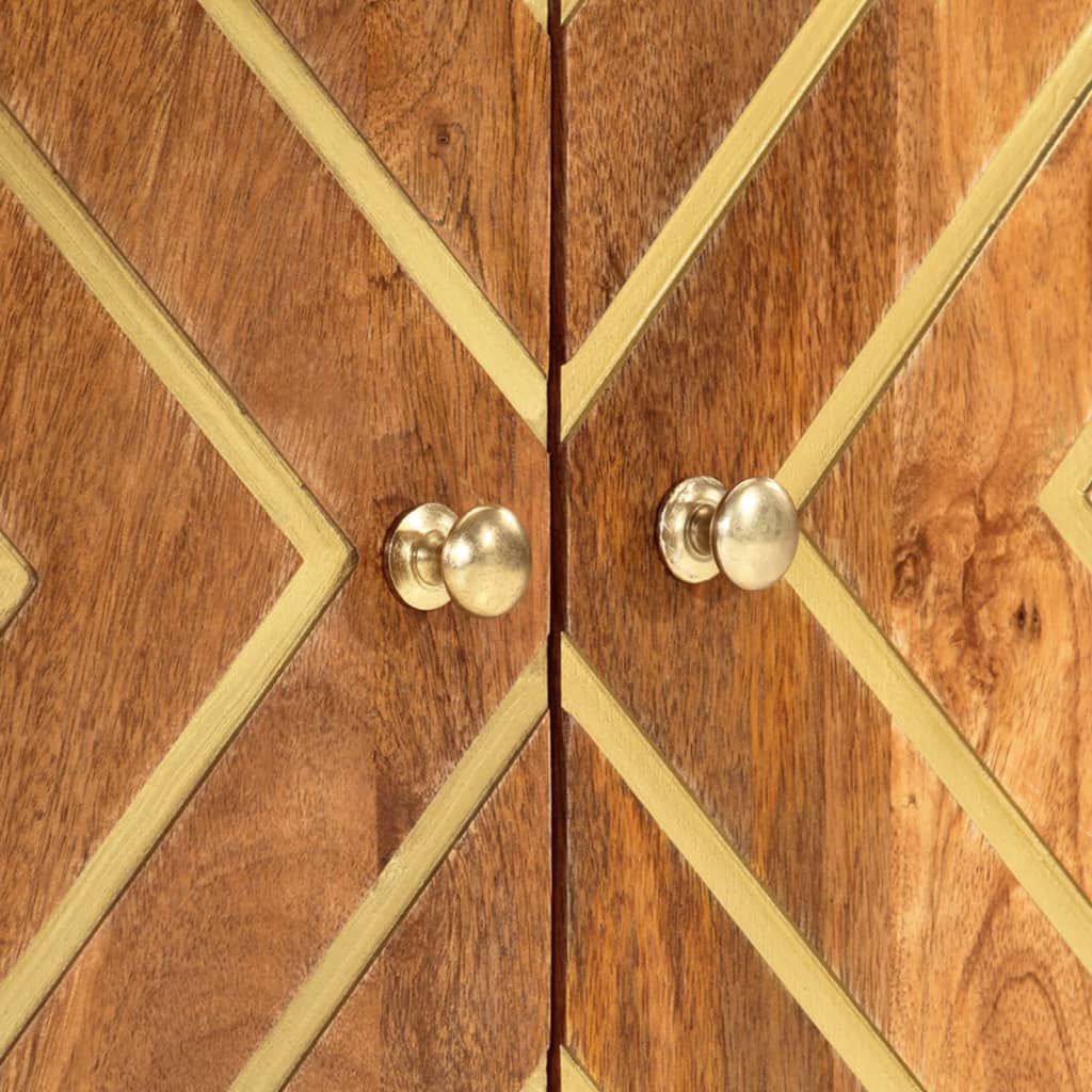 2-tlg. Badschrank-Set Braun und Schwarz Massivholz Mango