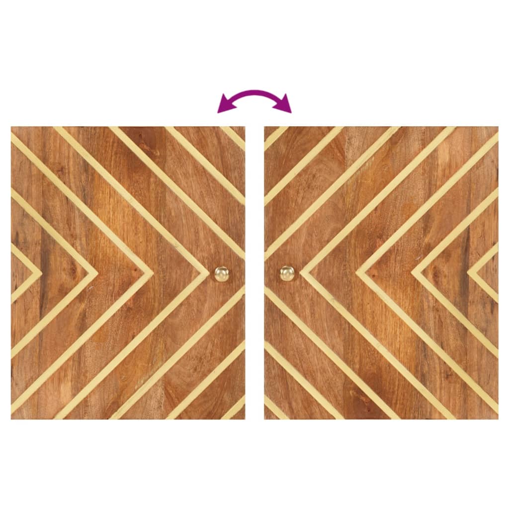 4-tlg. Badschrank-Set Braun und Schwarz Massivholz Mango