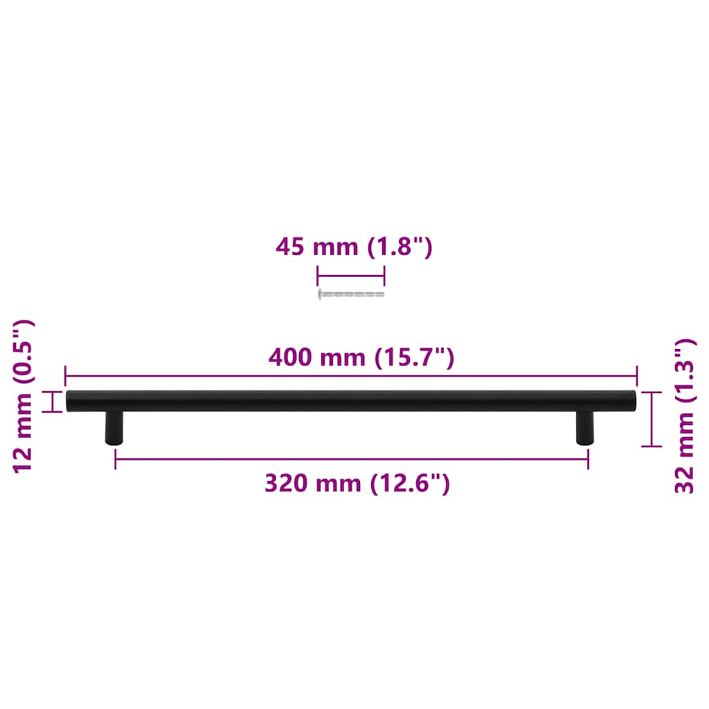 Möbelgriffe 5 Stk. Schwarz 320 mm Edelstahl
