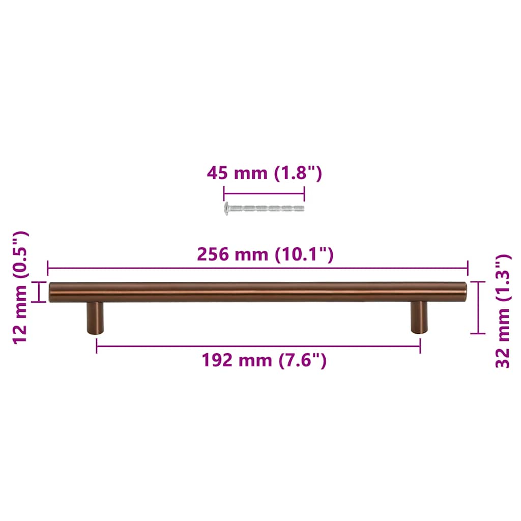 Möbelgriffe 5 Stk. Bronzen 192 mm Edelstahl
