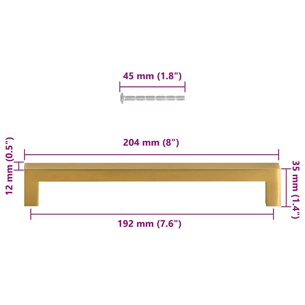 Möbelgriffe 5 Stk. Golden 192 mm Edelstahl