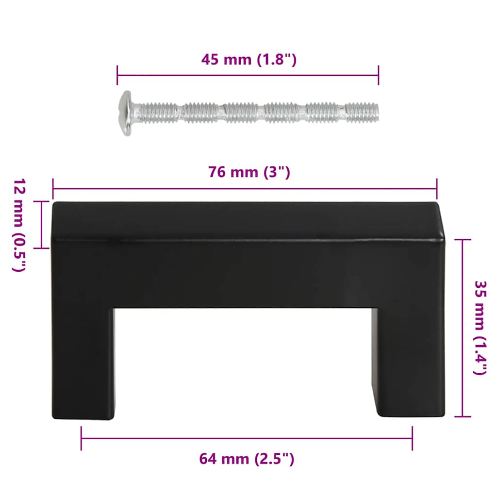 Möbelgriffe 10 Stk. Schwarz 64 mm Edelstahl