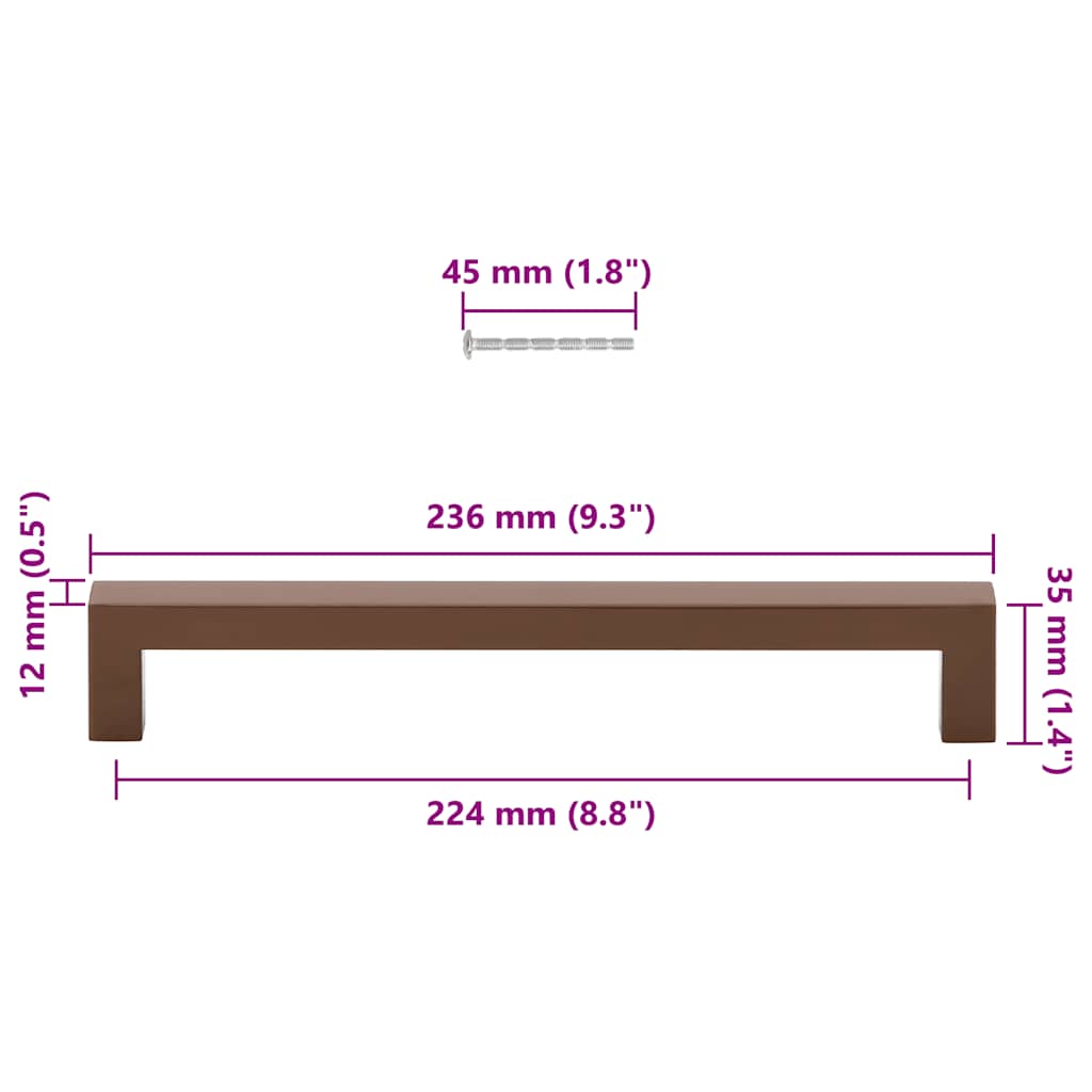 Möbelgriffe 5 Stk. Bronzen 224 mm Edelstahl