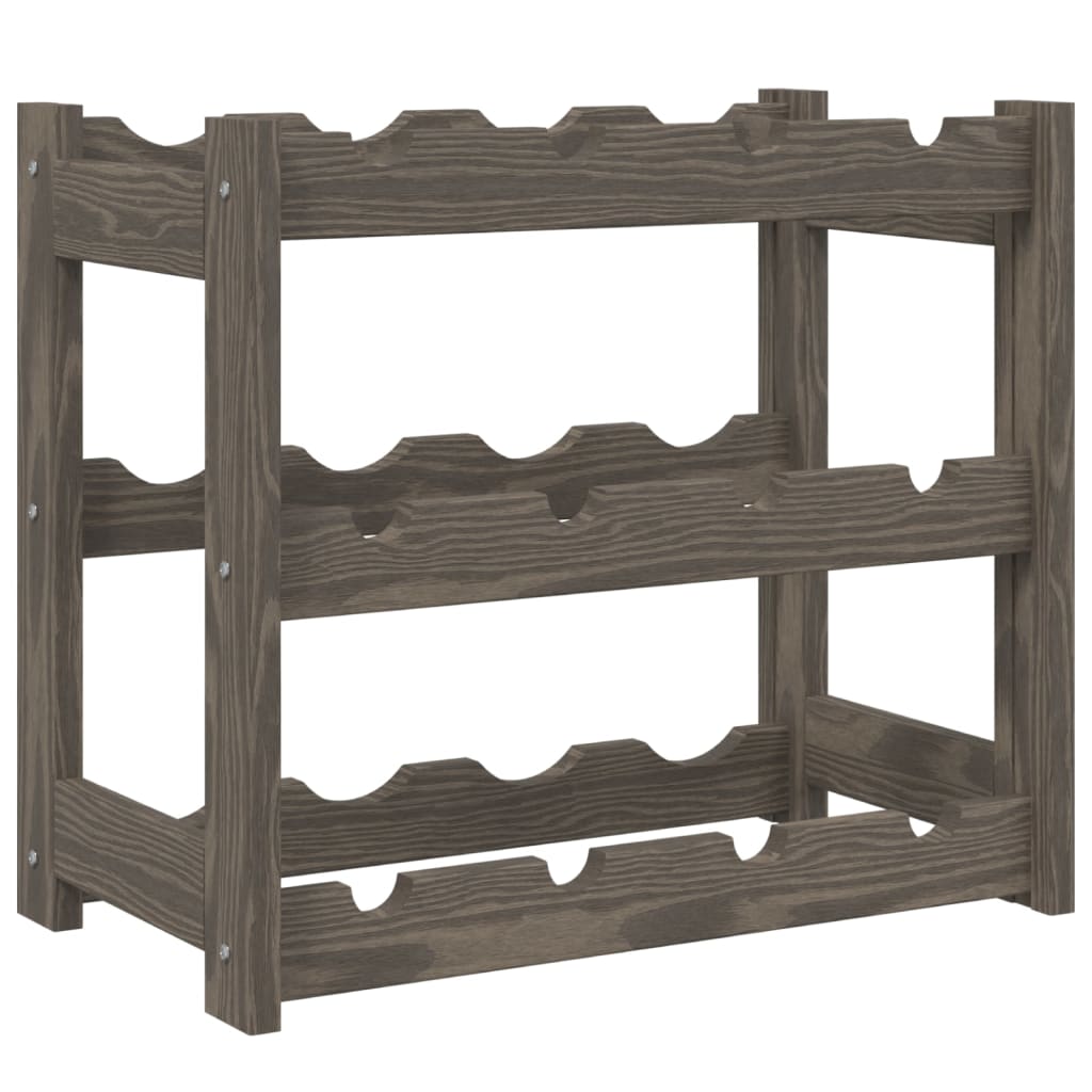 Wine rack for 12 bottles gray solid pine