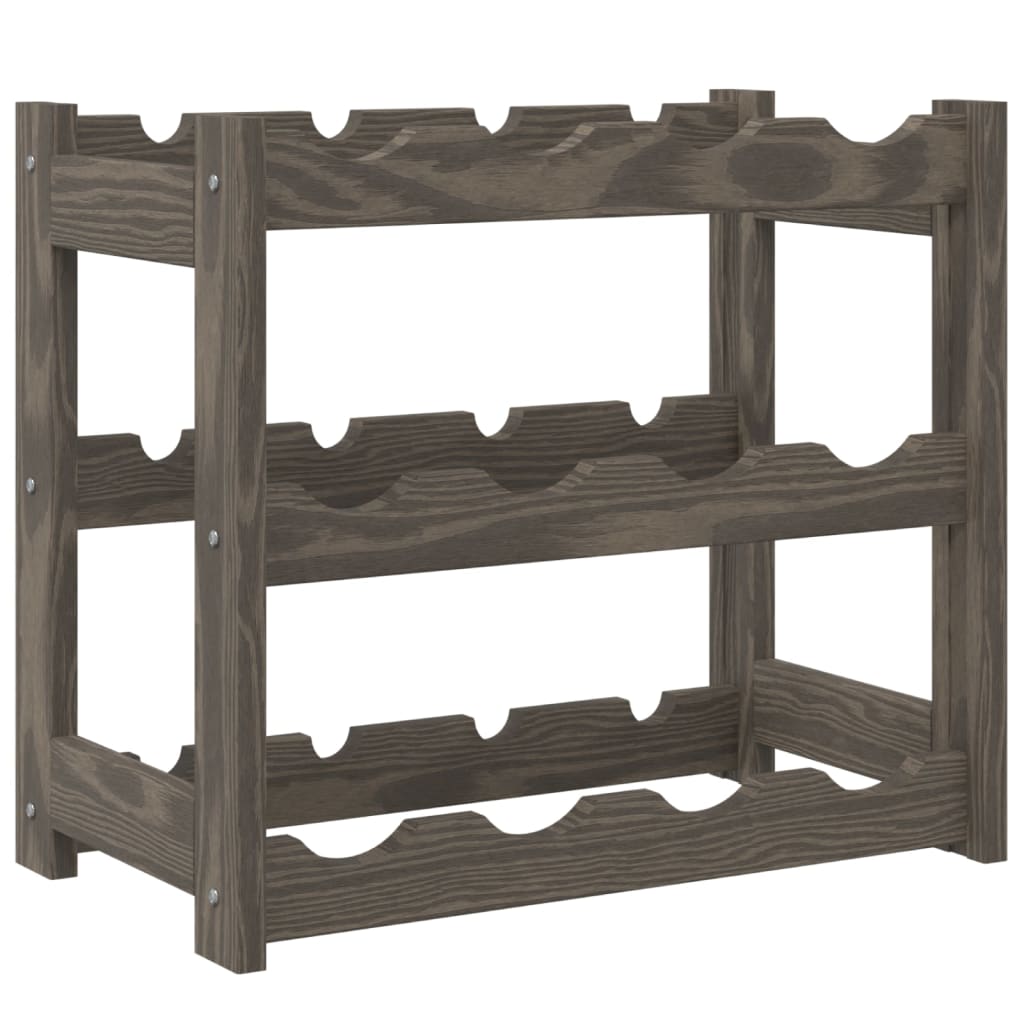 Wine rack for 12 bottles gray solid pine