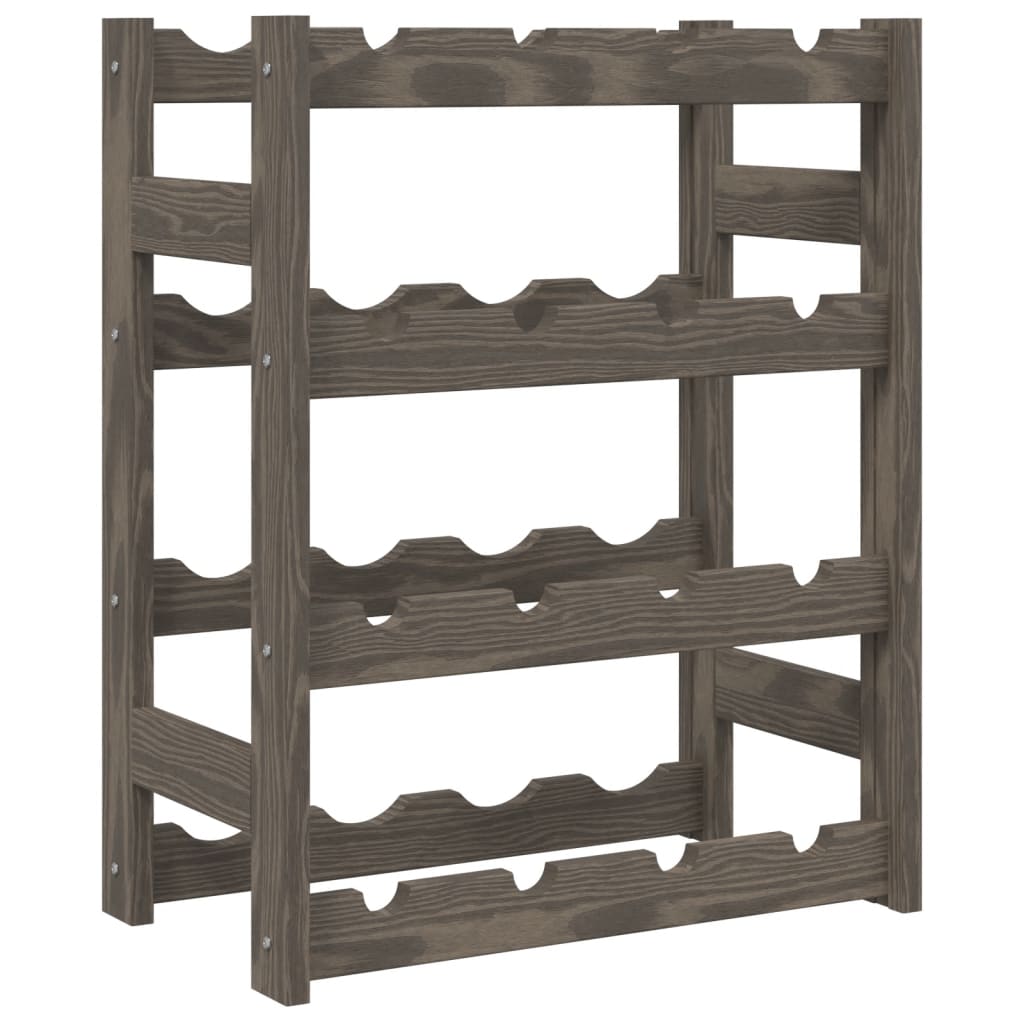 Wine rack for 16 bottles gray solid pine
