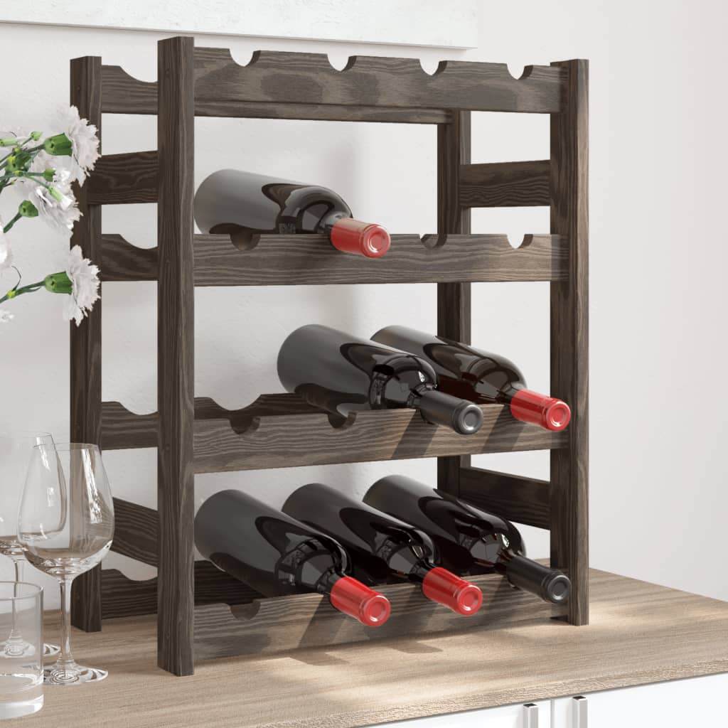 Wine rack for 16 bottles gray solid pine