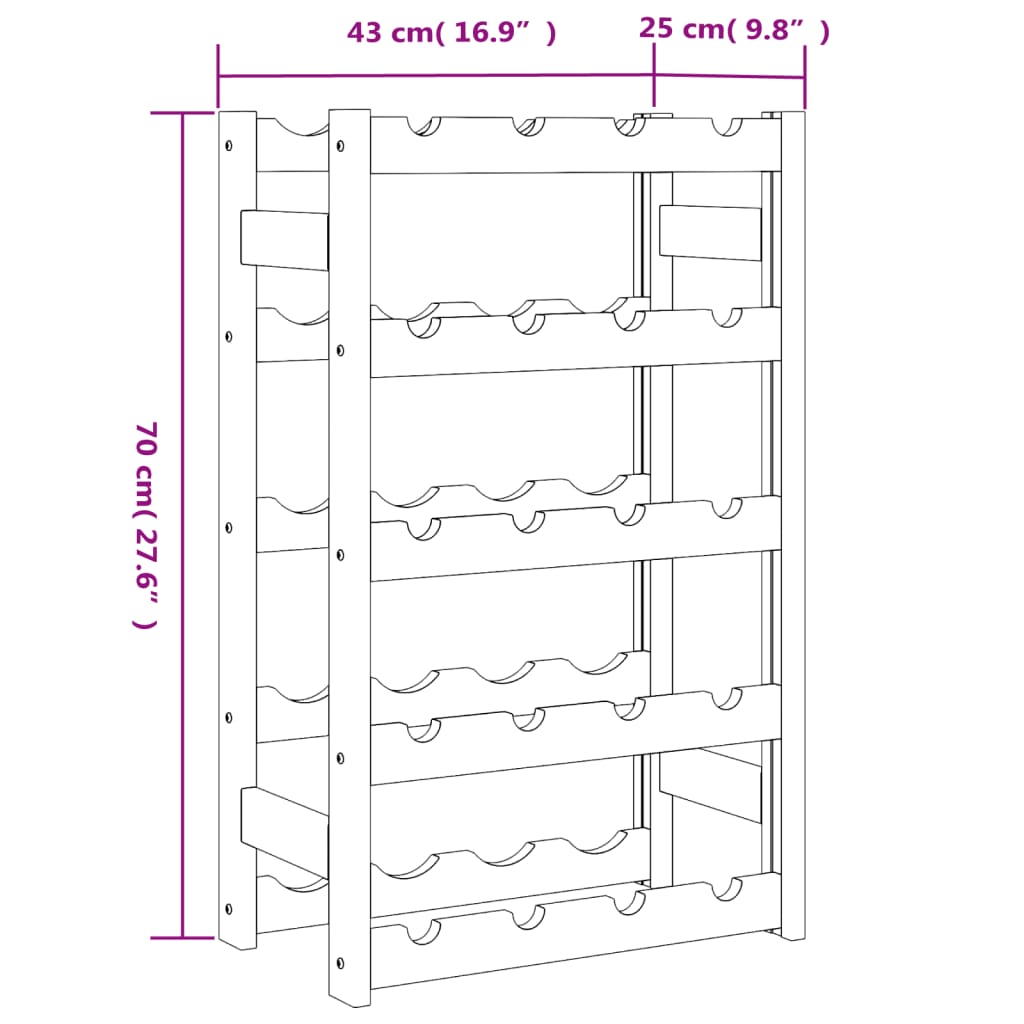 Wine rack for 20 bottles gray solid pine