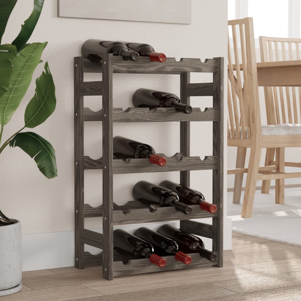 Wine rack for 20 bottles gray solid pine