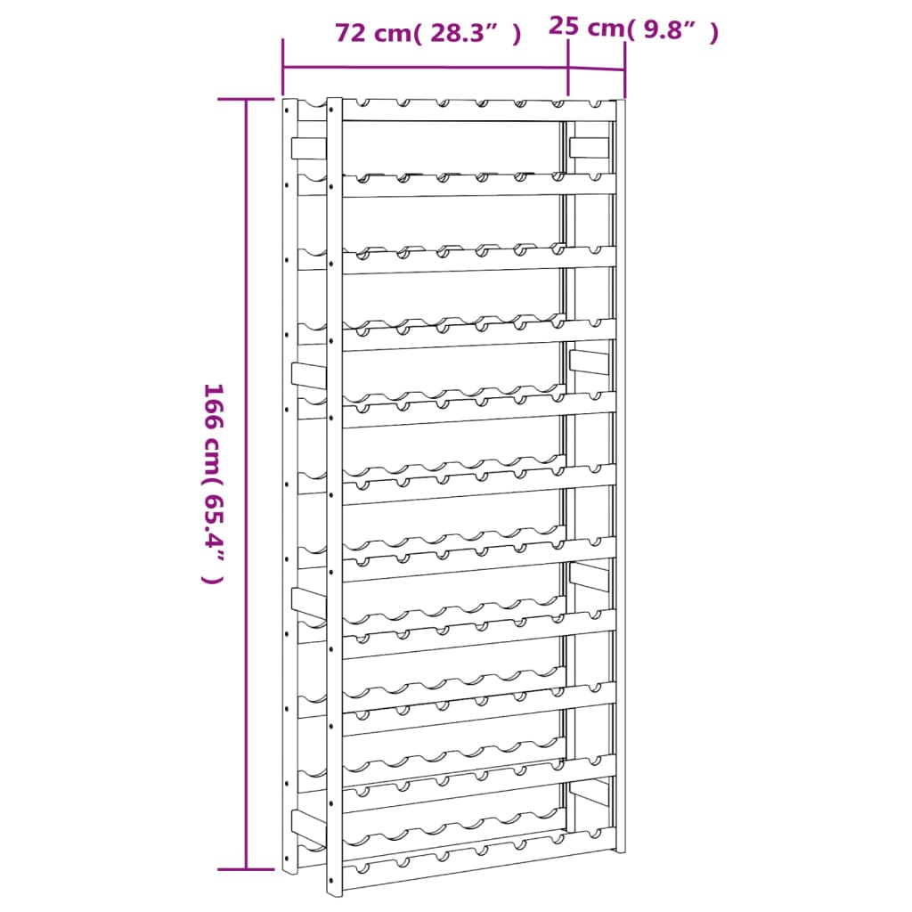 Wine rack for 77 bottles gray solid pine