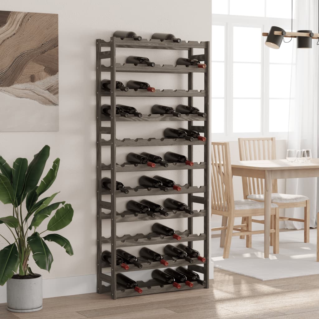 Wine rack for 77 bottles gray solid pine
