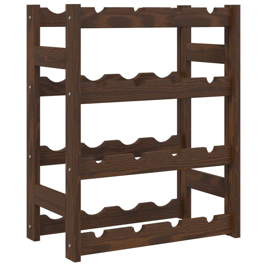 Wine rack for 16 bottles brown solid pine