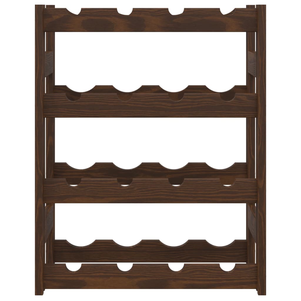 Wine rack for 16 bottles brown solid pine