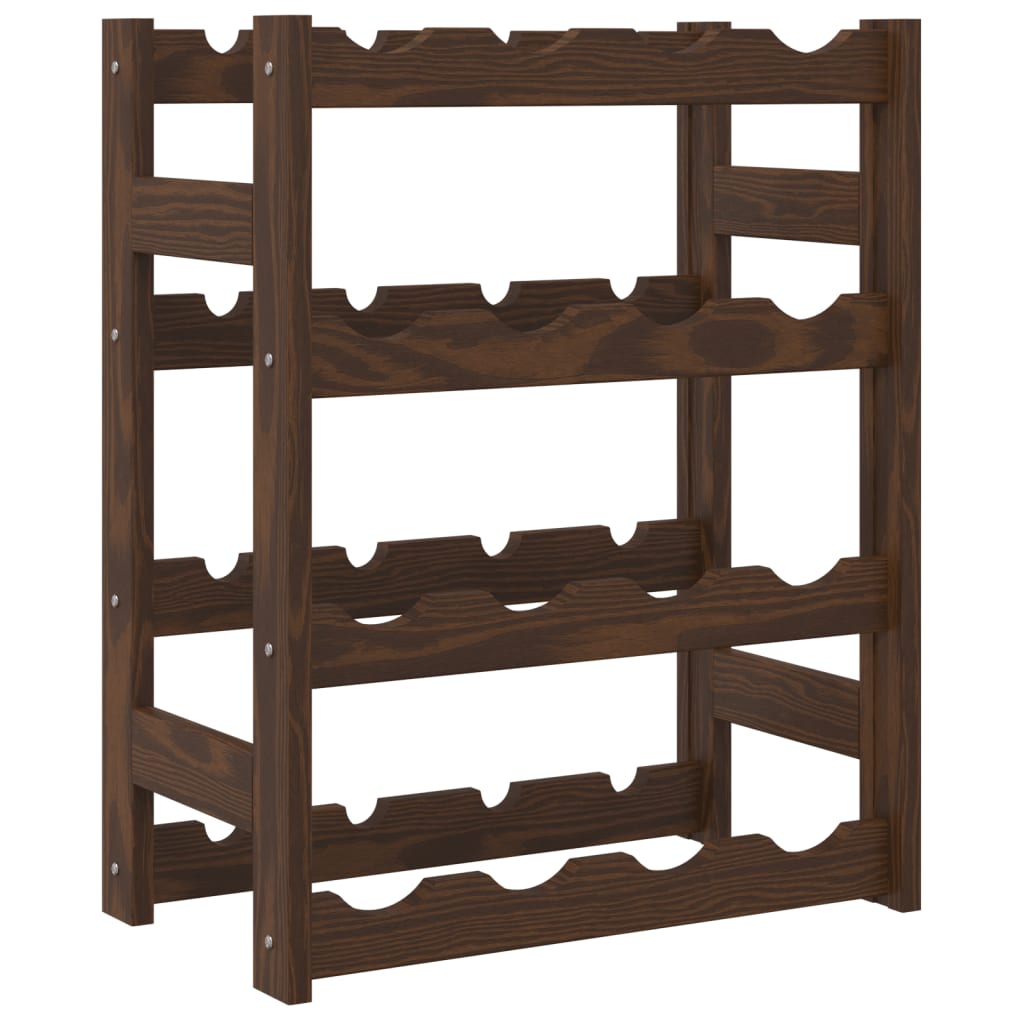 Wine rack for 16 bottles brown solid pine