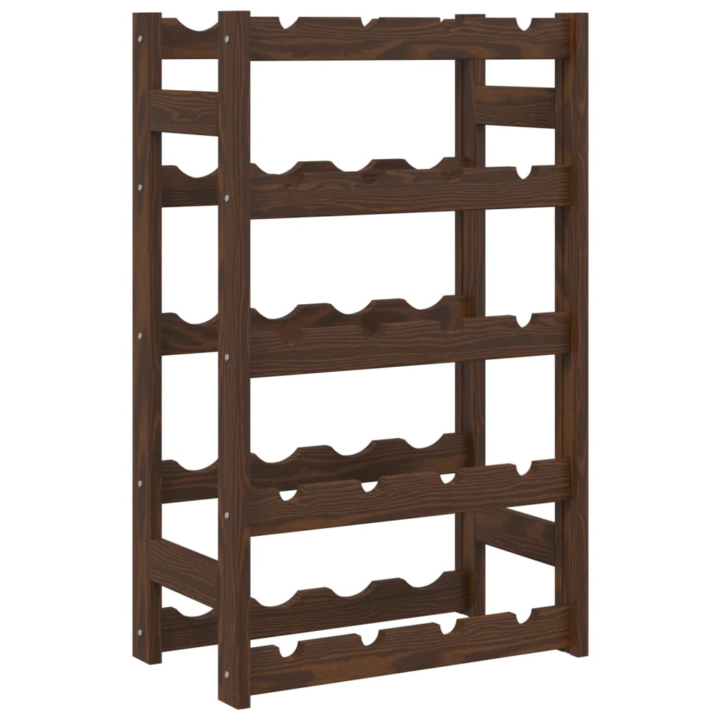 Wine rack for 20 bottles brown solid pine