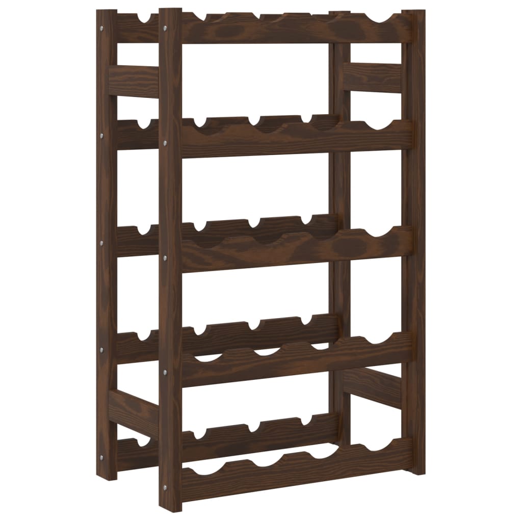 Wine rack for 20 bottles brown solid pine