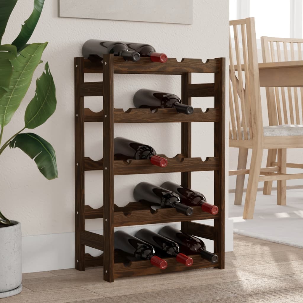 Wine rack for 20 bottles brown solid pine