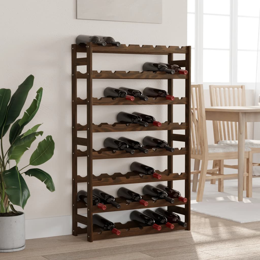Casier à vin pour 56 bouteilles en bois de pin massif marron