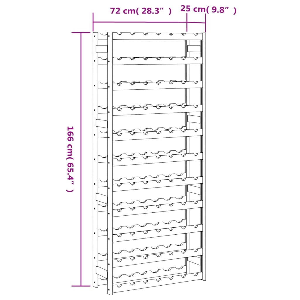 Wine rack for 77 bottles brown solid pine