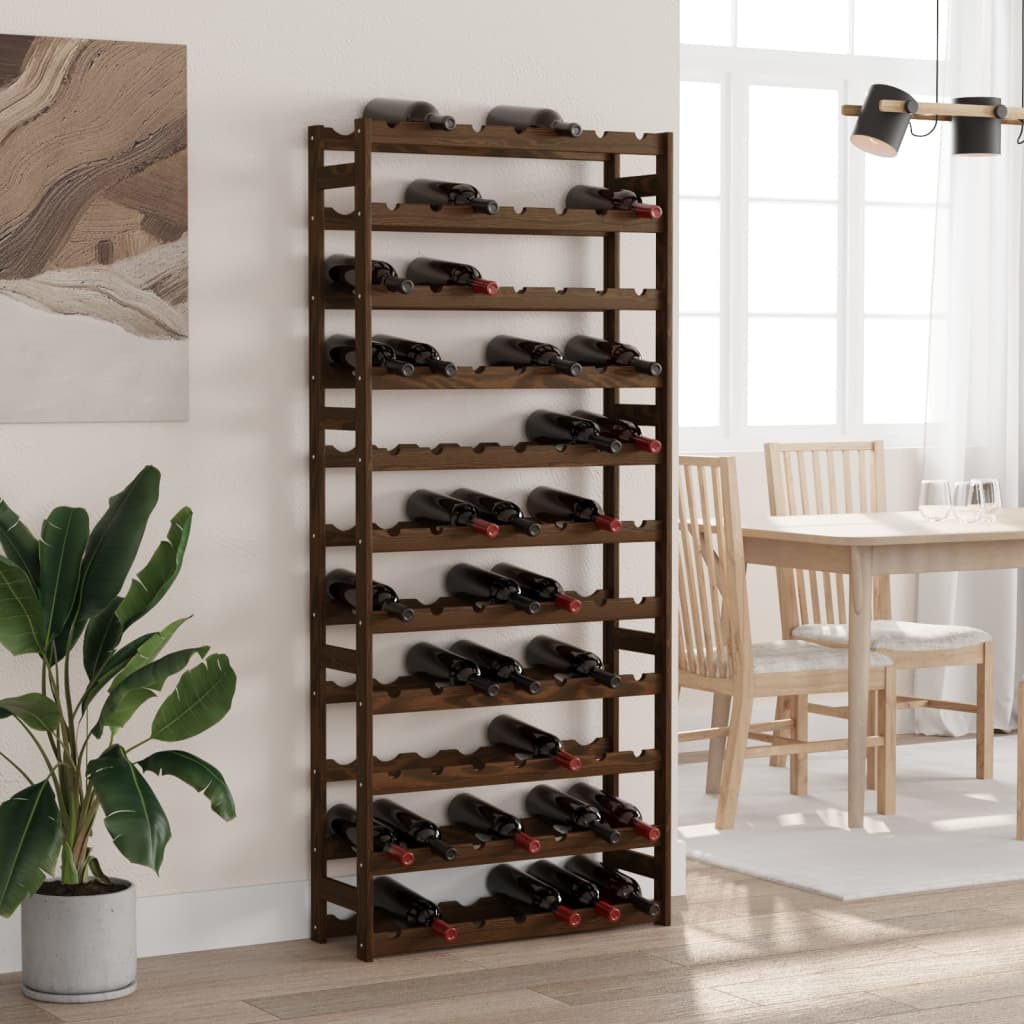 Wine rack for 77 bottles brown solid pine