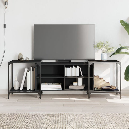 Meuble TV noir 153x37x50 cm en bois