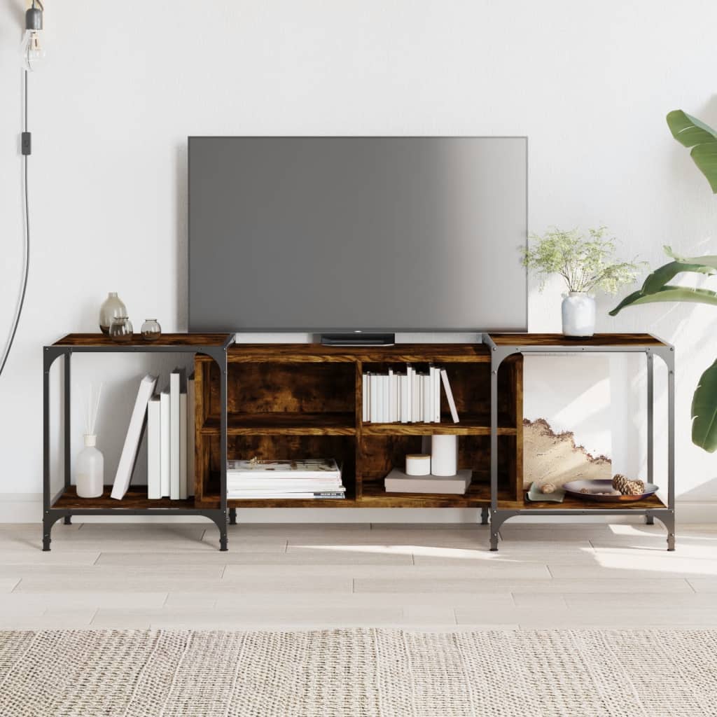 Meuble TV chêne fumé 153x37x50 cm matériau bois