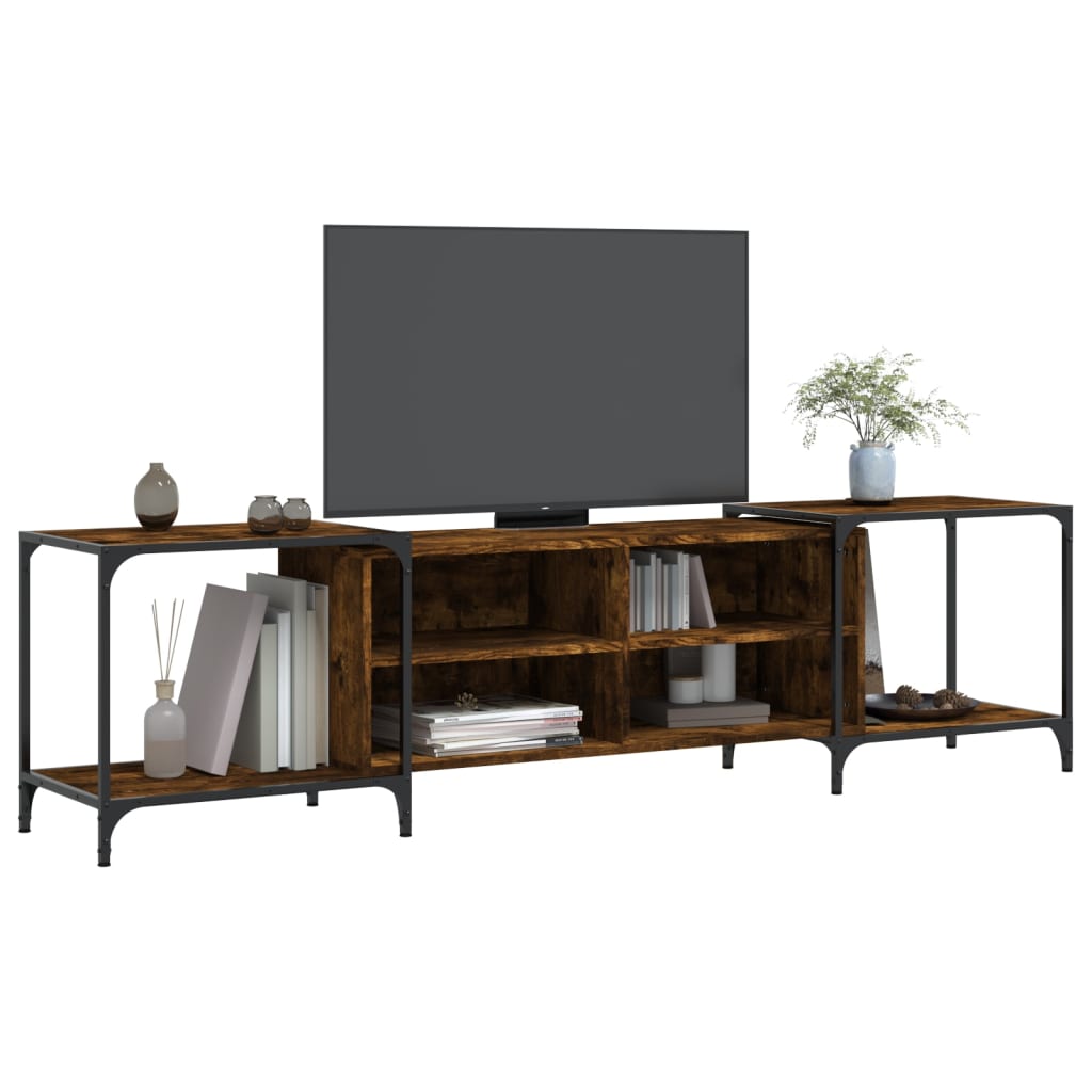 Meuble TV chêne fumé 203x37x50 cm matériau bois