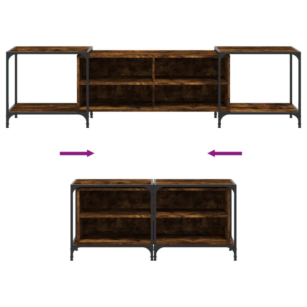 Meuble TV chêne fumé 203x37x50 cm matériau bois