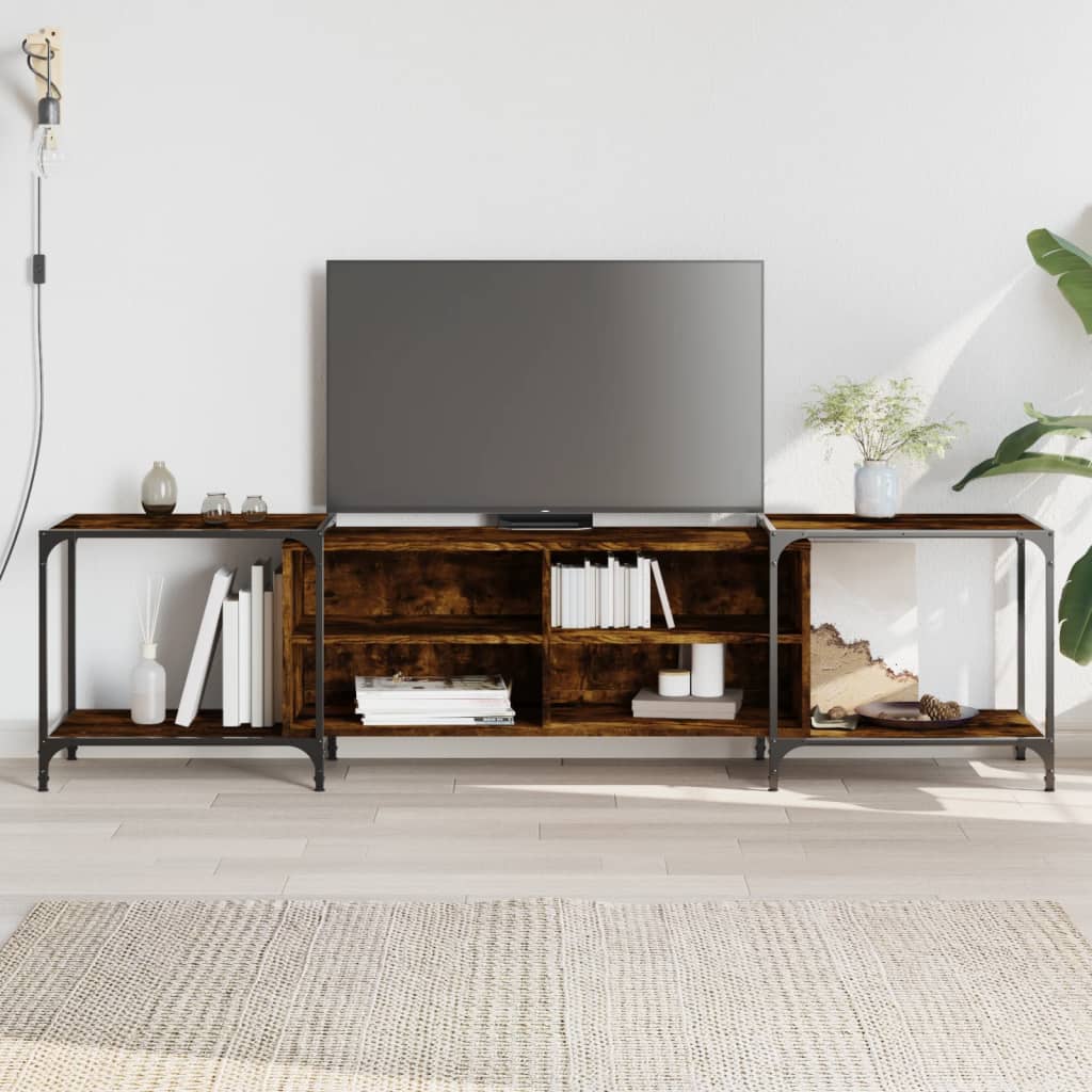 Meuble TV chêne fumé 203x37x50 cm matériau bois