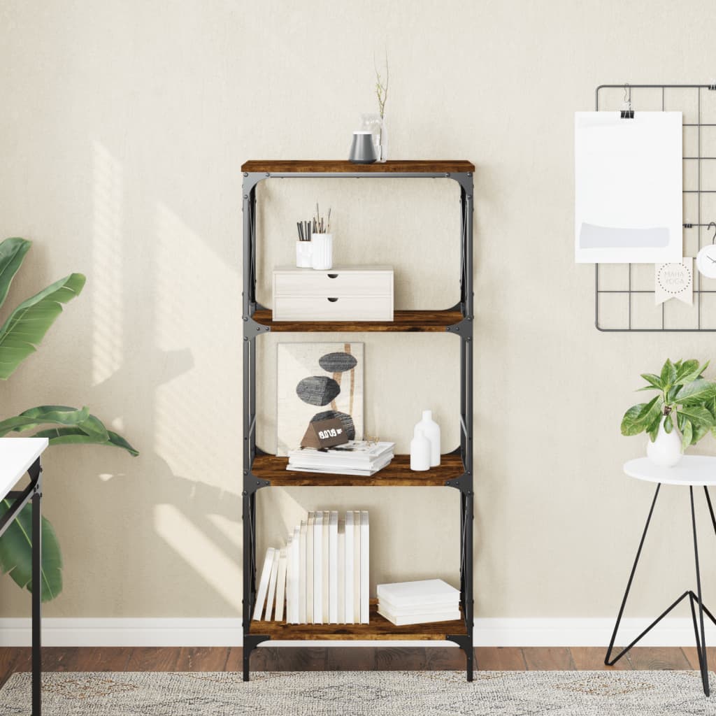 Bookcase 4 shelves smoked oak 59x35x132 cm wood material