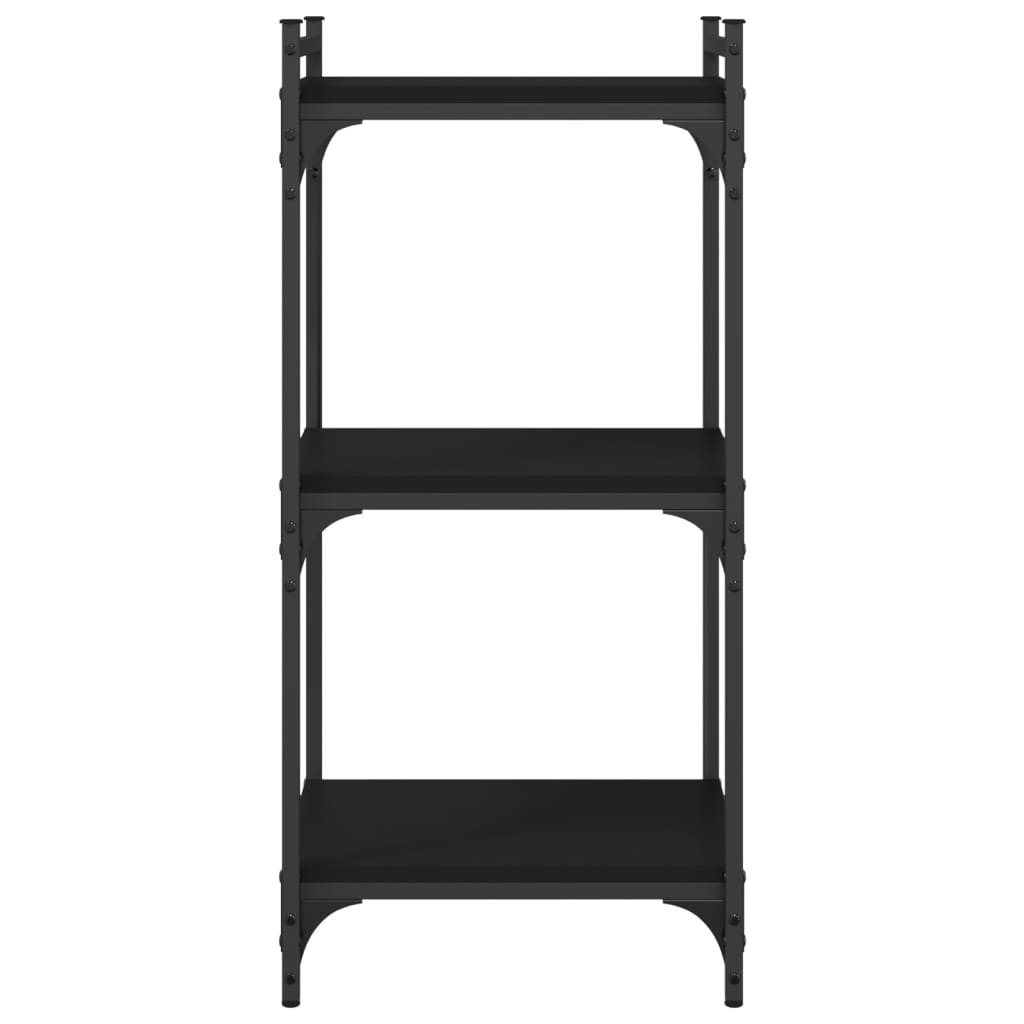 Bibliothèque 3 étagères noir 40x30x86 cm matière bois