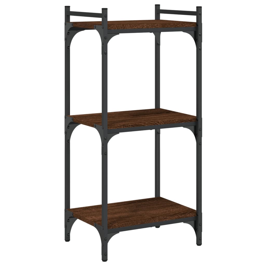 Bookcase 3 Shelves Brown Oak Look 40x30x86cm Wood Material