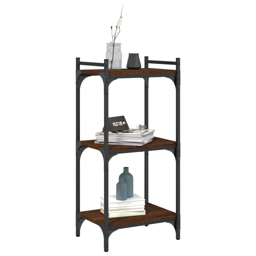 Bookcase 3 Shelves Brown Oak Look 40x30x86cm Wood Material