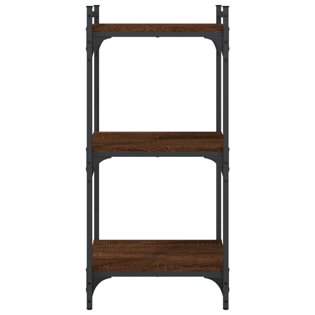 Bookcase 3 Shelves Brown Oak Look 40x30x86cm Wood Material