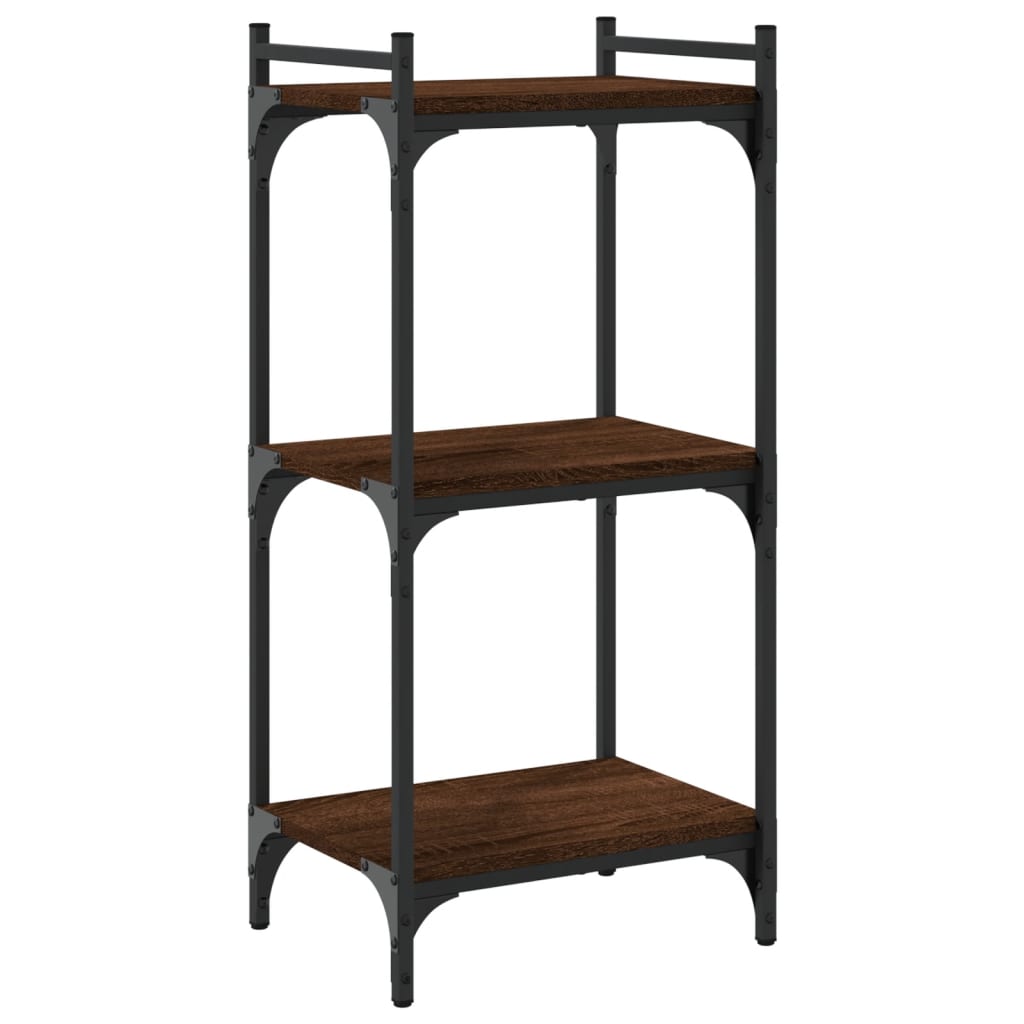 Bookcase 3 Shelves Brown Oak Look 40x30x86cm Wood Material