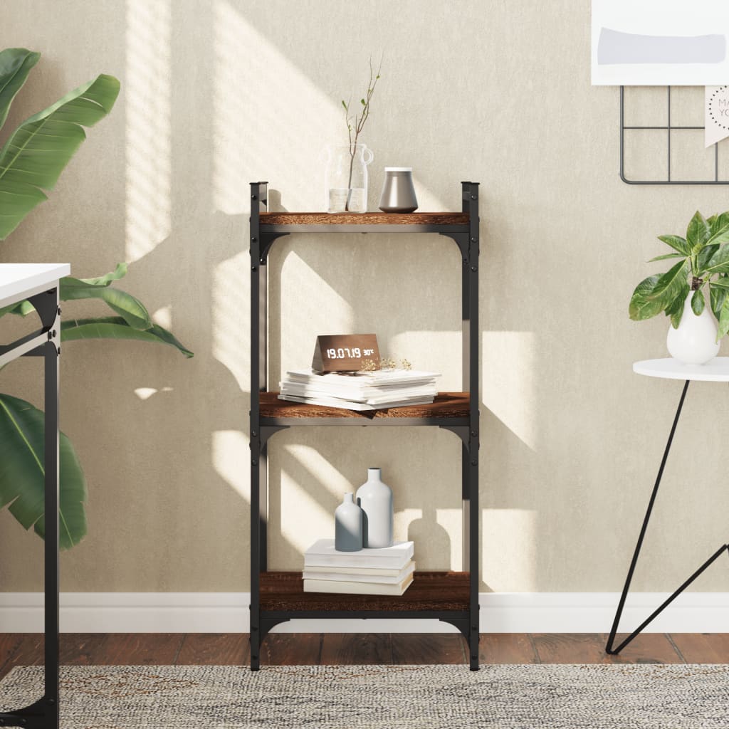 Bookcase 3 Shelves Brown Oak Look 40x30x86cm Wood Material