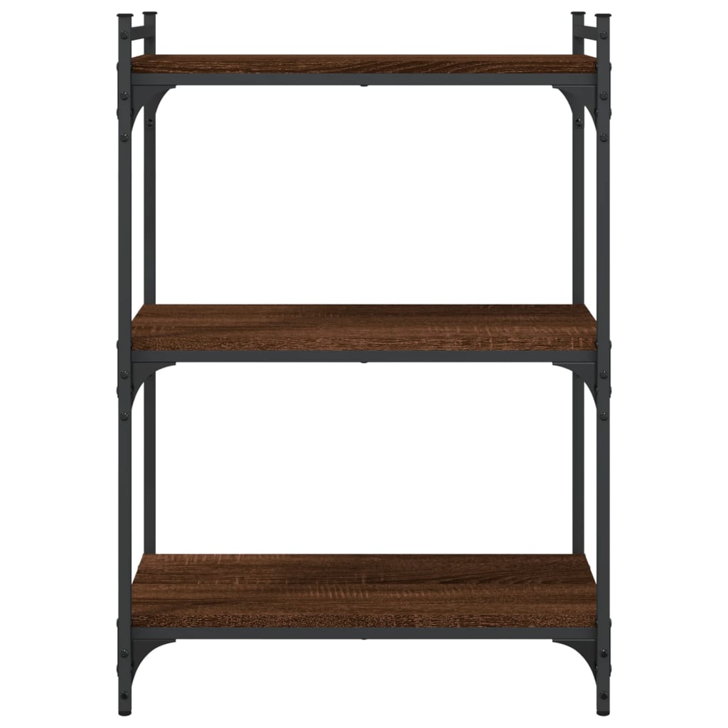Bibliothèque 3 étagères aspect chêne brun 60x30x86cm matière bois