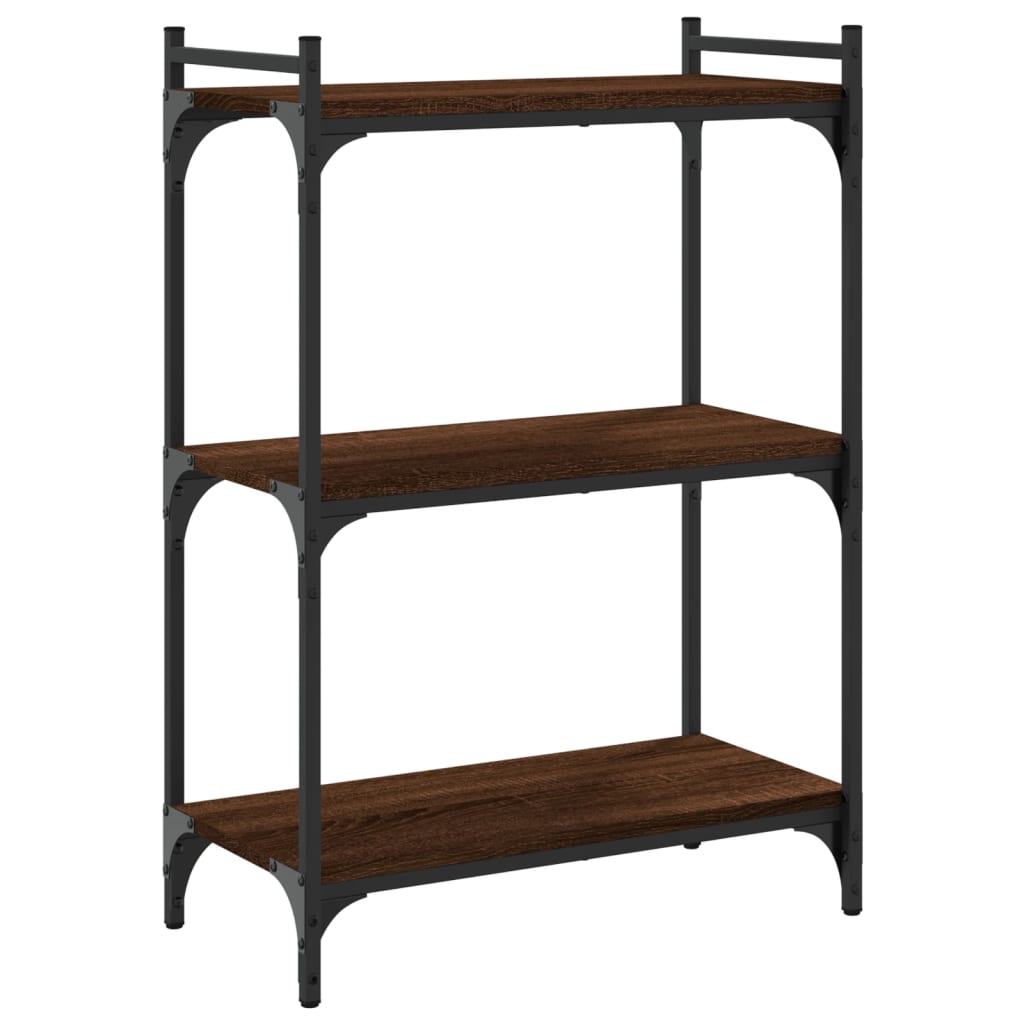 Bibliothèque 3 étagères aspect chêne brun 60x30x86cm matière bois