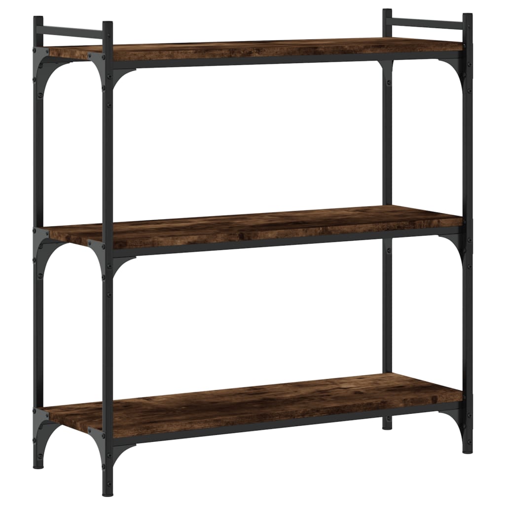 Bibliothèque 3 étagères chêne fumé 80x30x86 cm matière bois