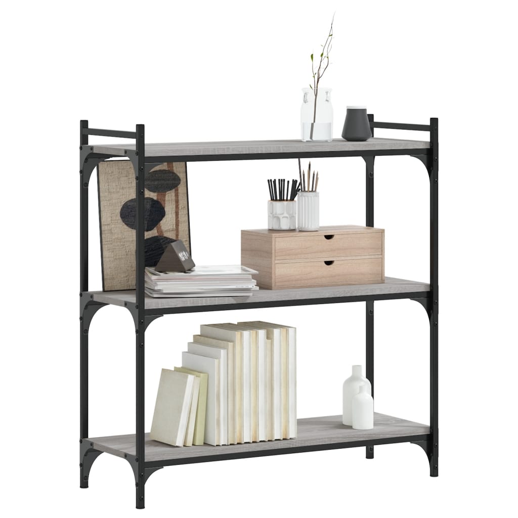 Bibliothèque 3 étagères Sonoma gris 80x30x86 cm matière bois