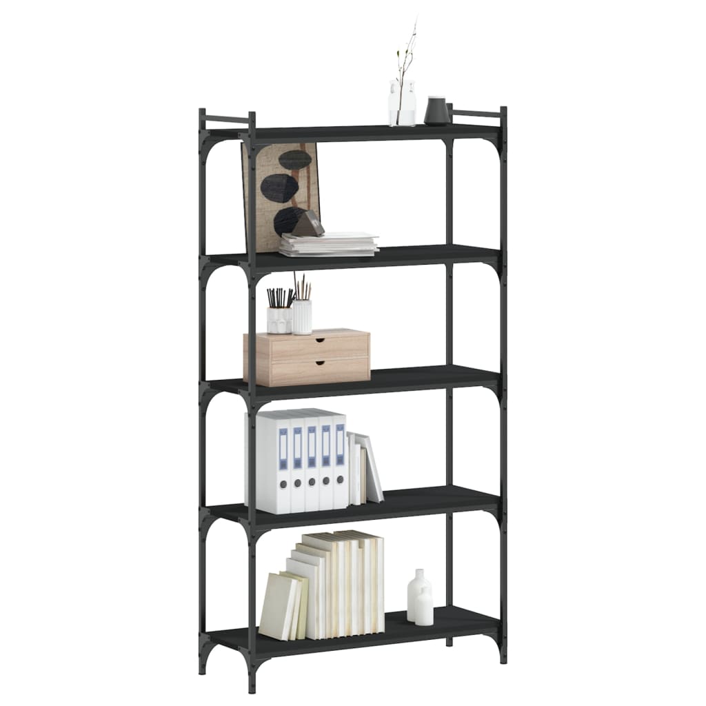 Bookcase 5 Shelves Black 80x30x154 cm Wood Material