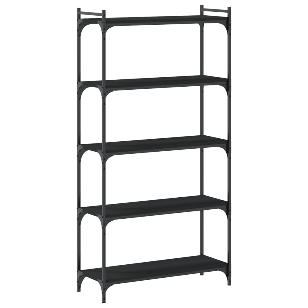 Bookcase 5 Shelves Black 80x30x154 cm Wood Material