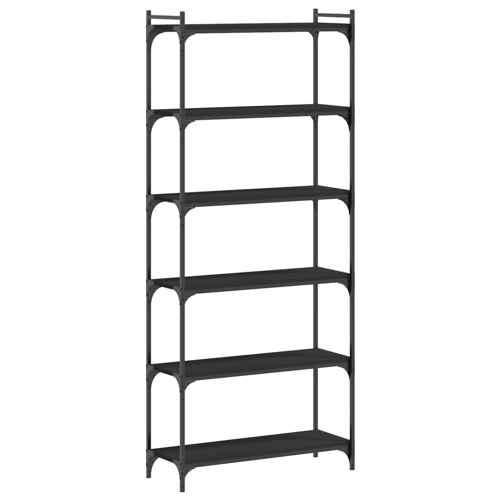 Bookcase 6 Shelves Black 80x30x188 cm Wood Material