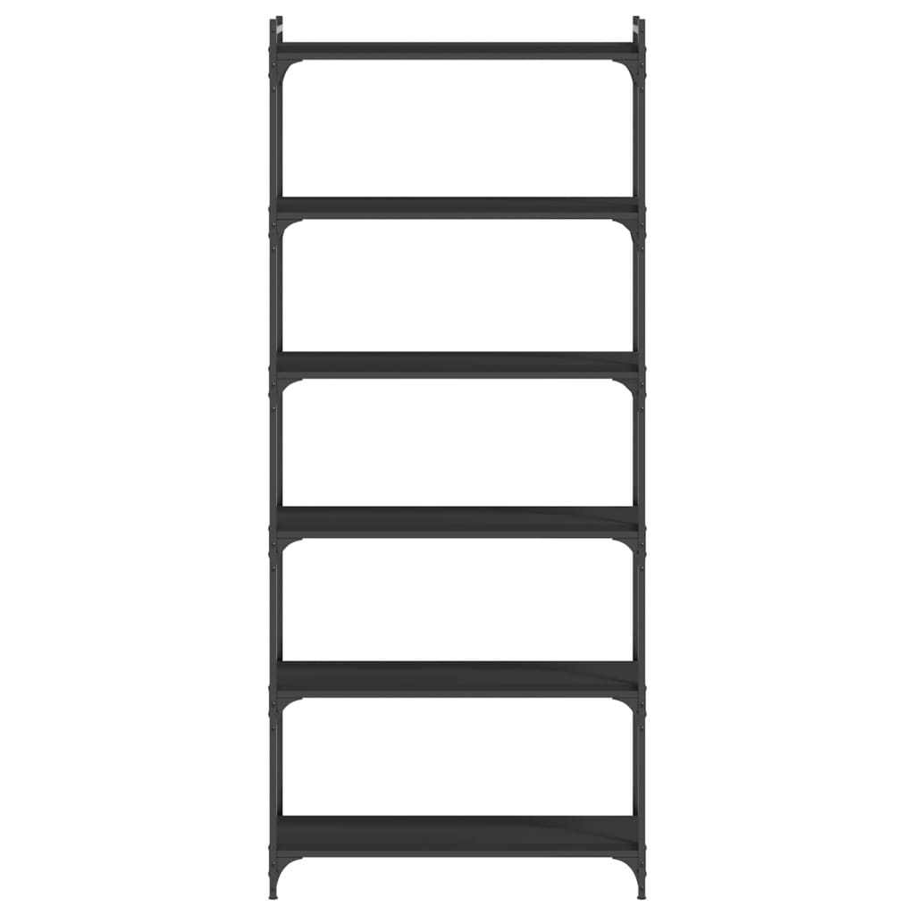 Bookcase 6 Shelves Black 80x30x188 cm Wood Material