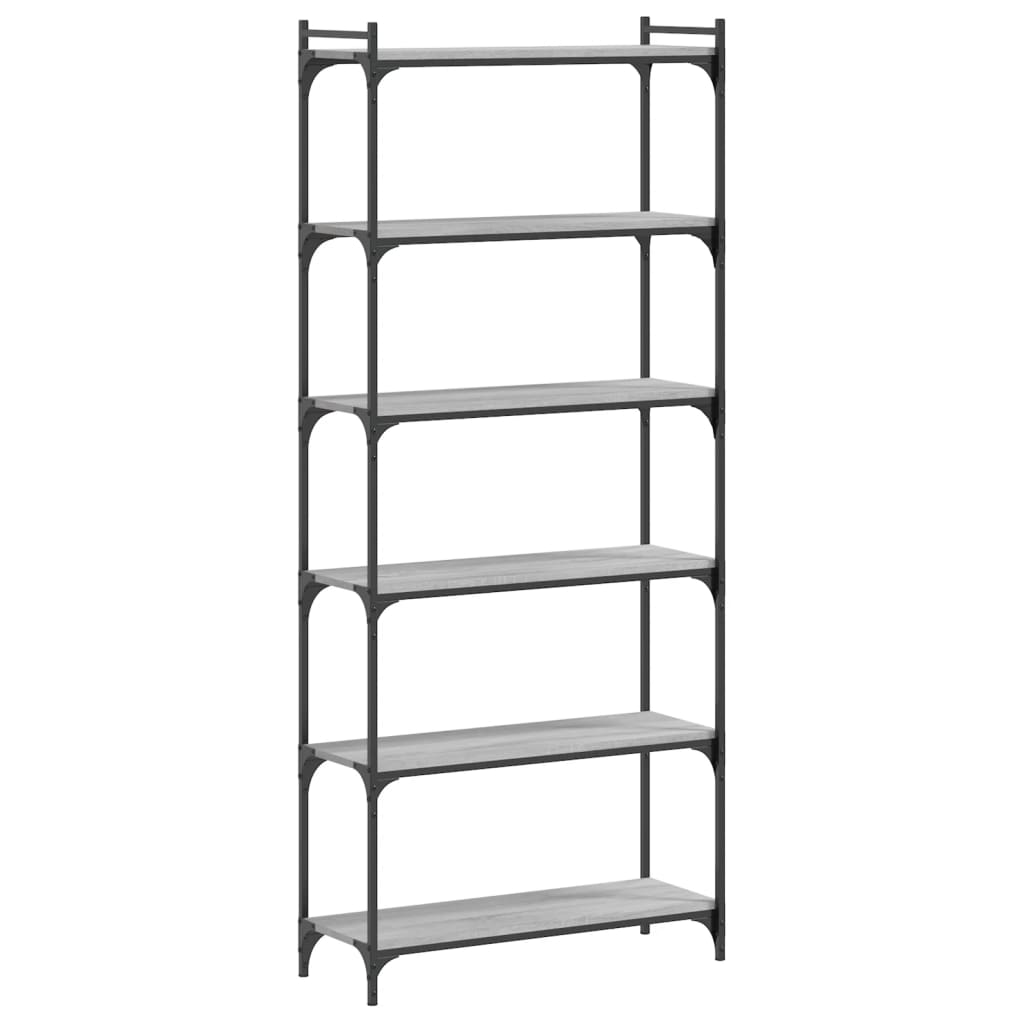 Bookcase 6 Shelves Grey Sonoma 80x30x188 cm Wood Material
